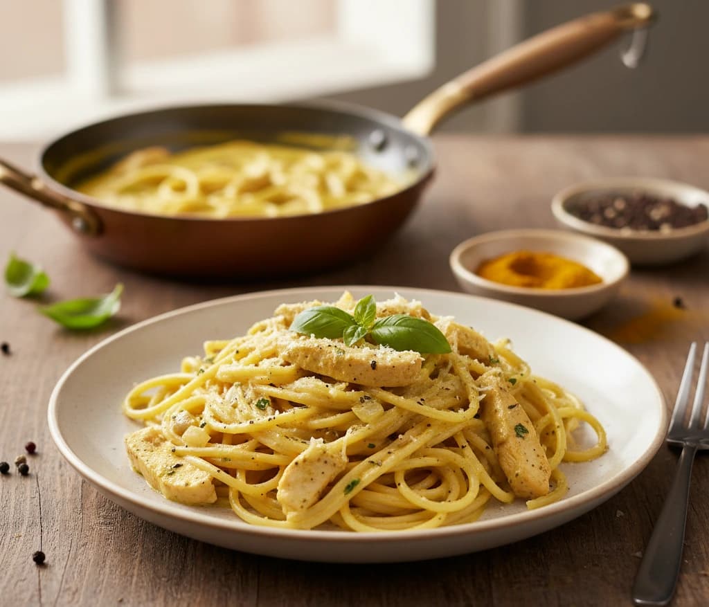 Kremalı Tavuklu Spagetti