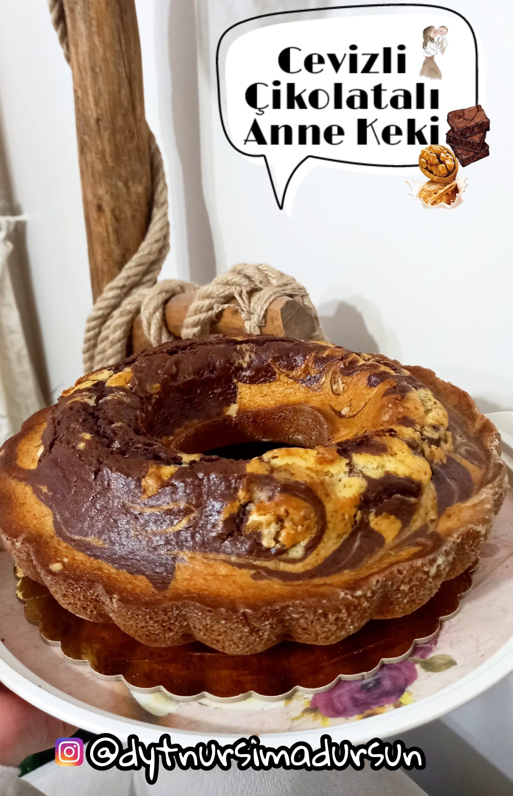 Cevizli Çikolatalı Anne Keki