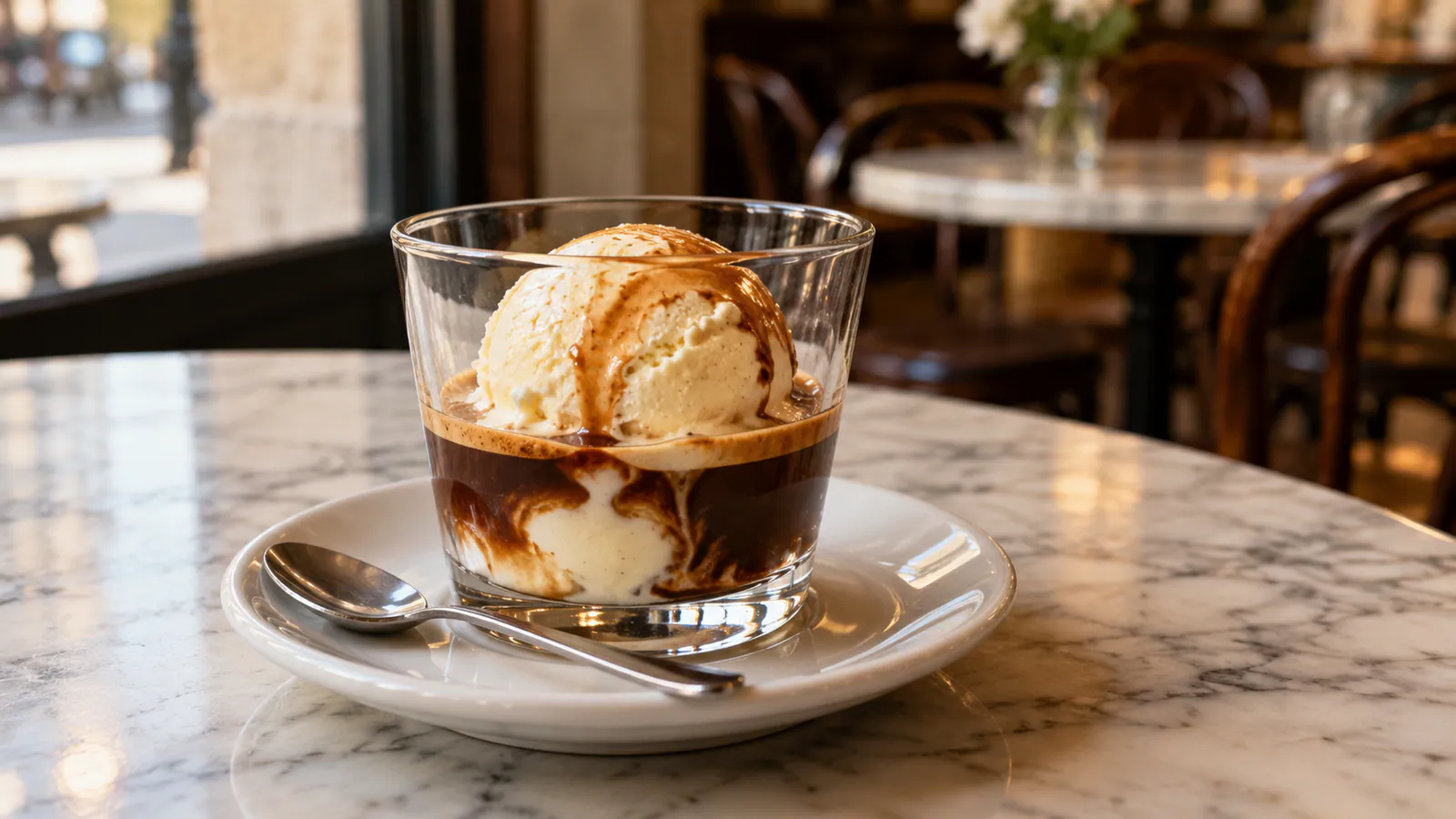 Espressolu vanilyalı affogato