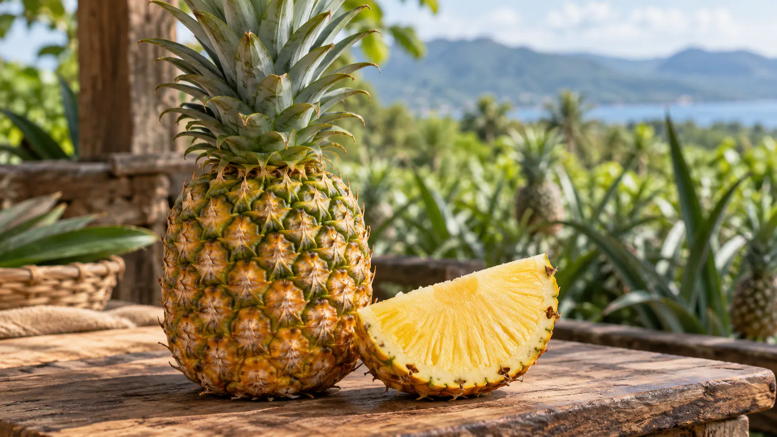Tropik masada olgun ananas