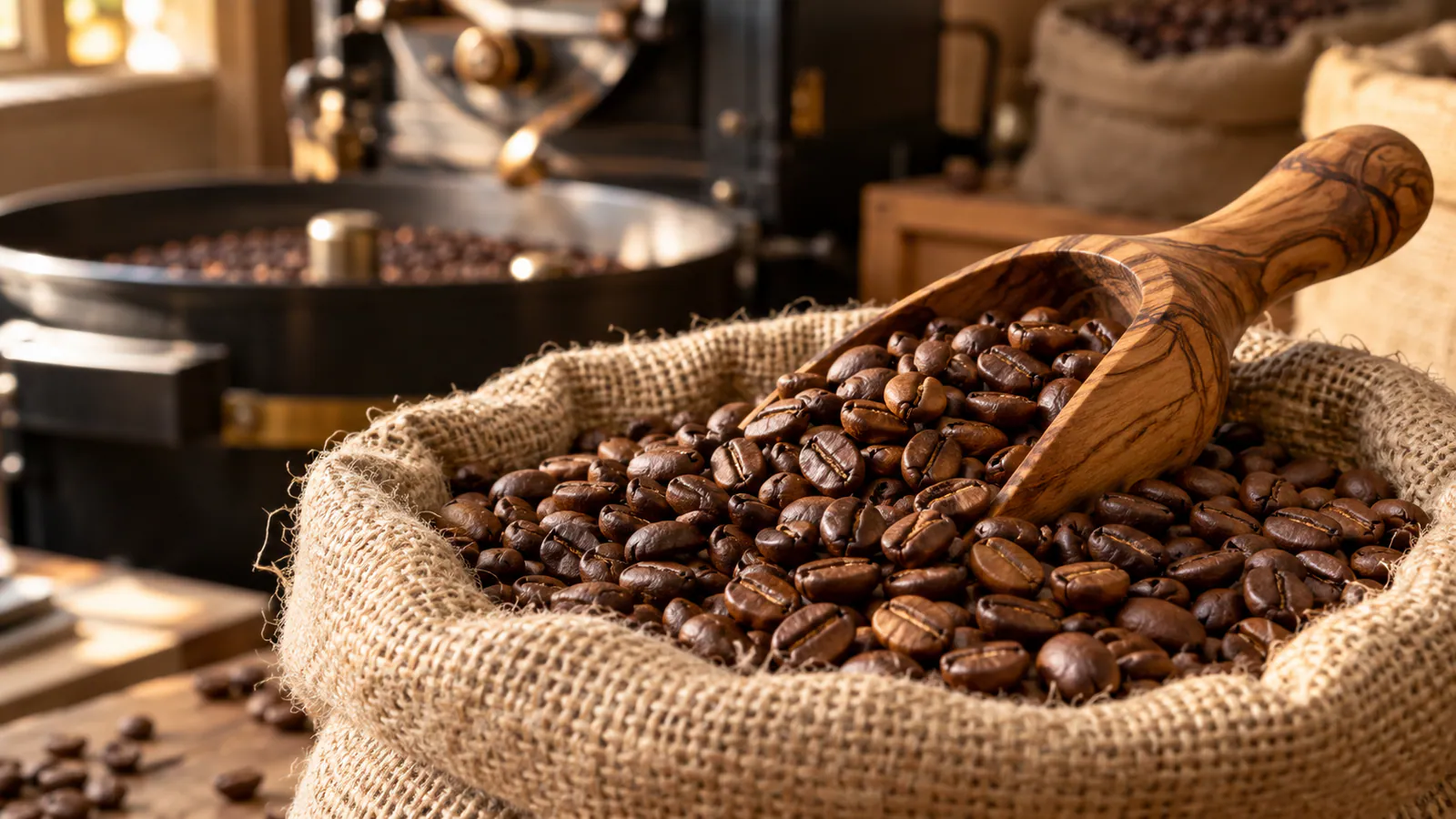 Çuval Üzerinde Kavrulmuş Arabica Kahvesi