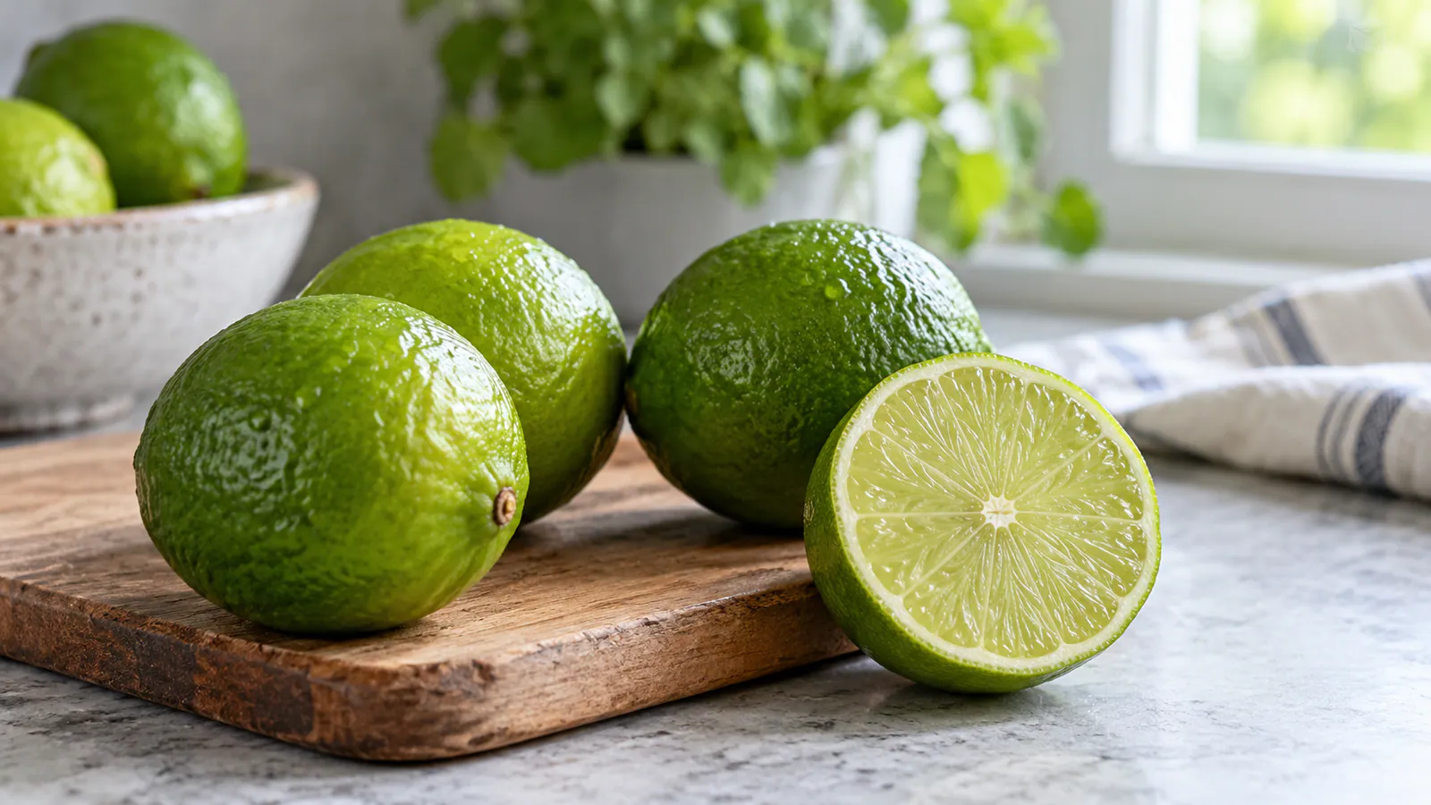 Lime: Doğal misket limonları, biri kesilmiş